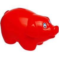 5 Stück große XL - Spardosen - Schwein - rot - 19 cm groß - stabile Sparbüchsen aus Kunststoff/Plastik - Sparschwein - Glücksbringer - für Kinder & Erwach..