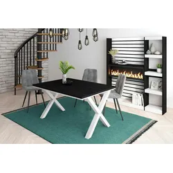 SKRAUT HOME Esstisch, 6 Plätze, 140x90x75cm, Robust und stabil dank Zarge und massiven Beinen, Farbe Schwarz, Industriestil - T140BocXBL
