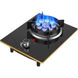 MOZ4dxy Gaskocher, Gaskochfeld, 33 cm, integriertes Gaskochfeld, 5,2 kW, neun Hohlräume, heftiges Feuer, Tischkoch-Wok-Brenner mit FFD und Emaille-Pfannenständer, Gusseisen-Pfannenständer