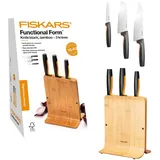 Fiskars Functional Form Messerblock mit 3 Messern, Bambus Design-Messerblock