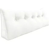 Großes ergonomisches Kopfteilkissen Keilkissen aus Samt, Lesekissen, Keilkissen, Rückenkissen, Ruhekissen, Dekokissen - Weiß