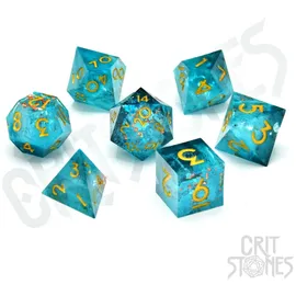 glassstaff Crit Stones Wave after Wave Sharp Edge Resin RPG Dice Set