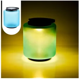 Marrakesch Orient & Mediterran Interior Laterne Glas 33 cm Solar wetterfest IP65 1 Stück blau