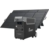 FOSSiBOT F3600 Pro 3840Wh LiFePO4 Tragbare Powerstation mit 2x420W Solarpanel, Solar Generator 3x230V AC Ausgang 3600W (7200W Peak), Stromspeicher, LED-Licht für Outdoor Camping, Wohnmobile, Reisen