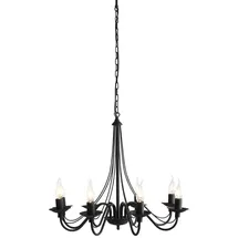 Licht-Erlebnisse Kronleuchter ROSABELLA, ohne Leuchtmittel, Pendelleuchte Schwarz Rustikal Metall 8-armig Hängelampe Wohnzimmer schwarz