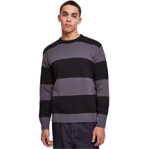 URBAN CLASSICS Heavy Oversized Striped Sweatshirt Black / Dark Shadow L