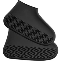 JTKREW Schwarze wasserdichte Silikon-Überschuhe für Regen, Schnee und schlammige Straßen - rutschfeste Sohle und wiederverwendbarer Regenschutz für Schuhe - Unisex-Design