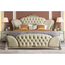 JVmoebel Chesterfield Bett 140 x 200 cm Beige