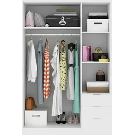 Loungitude Kleiderschrank 3-türig 121 x 180 x 52 cm Holzart nicht angegeben weiß