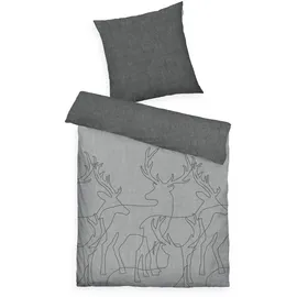 Tom Tailor HOME "Lennart in Gr. 135x200, 155x220 oder 200x200 cm, ideal für Weihnachten", grau, B/L: 155cm x 220cm, 1 Stk., 1 Stk., Flanell, B/L: 80cm x 80cm, 2 Stk.