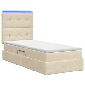 vidaXL LED-Speicherbett mit Matratze Creme 90 x 200 cm Stoff