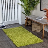 Surya Home Shaggy Berber Teppich Läufer - Flauschiger Teppich für Wohnzimmer, Schlafzimmer, Berber Langflor Hochflor Teppich Weiss flauschig - Teppich Läufer 80x150 cm Läufer Flur in Grün