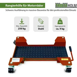 Baumarktplus Rangierhilfe für Motorrad mit Ständer rot 54x19 cm Last bis 250kg Rollwagen Rangierplatte