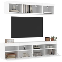 vidaXL TV-Schrank 5-tlg. Wohnwand mit LED-Beleuchtung Weiß Holzwerkstoff (1-St) weiß