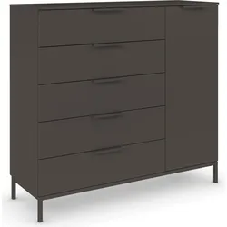 Kombikommode RAUCH "Kommode Türkommode Sideboard Kombikommode FLIPP", grau (graphit), B:120cm H:111cm T:42cm, Holzwerkstoff, Sideboards, 1-türig mit 5 Schubladen und Soft-Close-Funktion