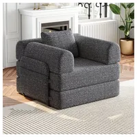 MODFU Schlafsofa Chenille-Schlafsessel 2-in-1, mit Staufach in der Armlehne, Metallrahmen und mehreren Konfigurationsmöglichkeiten 1 Teile, mit Relaxfunktion grau
