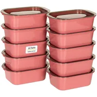 VINATO Frischhaltedosen mit Deckel 500ml (10er Set) - Gefrierdosen, Vorratsdosen, Lebensmittelbehälter aus BPA-freiem Kunststoff, stapelbar, mikrowellengeeignet - Rot
