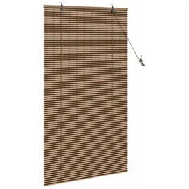 vidaXL Fensterjalousie mit Vorhängen Braun 90 x 160 cm Bambus