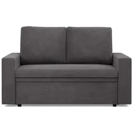 mebligo Sofa mit Schlaffunktion NEO, Wohnzimmer Sofa 2-Sitzer 148x87cm, Cord Dunkelgrau - Dunkelgrau
