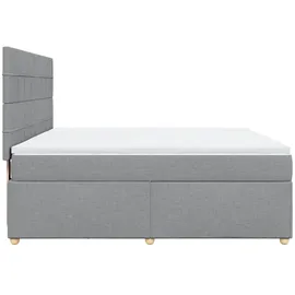 vidaXL Boxspringbett mit Matratze Hellgrau 180x200 cm Stoff
