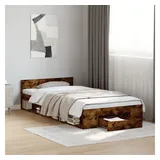 vidaXL Bettgestell mit Schublade Räuchereiche 75x190 cm Holzwerkstoff