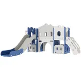 Baby Rutsche und Schaukel Set Kleinkind Climber Schaukel Set Freistehende Rutsche Baby Spielplatz Activity Center Spiel Set Indoor Outdoor Lange Rutsche Kinder Spielgeräte (Aisle Blue White)