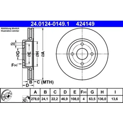 Bremsscheibe ATE 24.0124-0149.1 (2 Stk.) für Ford Mondeo I Turnier