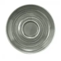 SELTMANN WEIDEN Terra Espressountertasse, 12 cm, Runder Unterteller mit spiralförmigem Relief, Spülmaschinen- und mikrowellenfest, Porzellan, Perlgrau