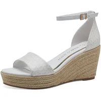 Marco Tozzi Damen Sandalen mit Keilabsatz mit Verstellbarem Riemen Sommer, Weiß (White Comb), 41 EU