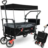 deluxe4home Bollerwagen mit Dach faltbar schwarz/grau