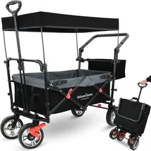deluxe4home Bollerwagen mit Dach faltbar schwarz/grau
