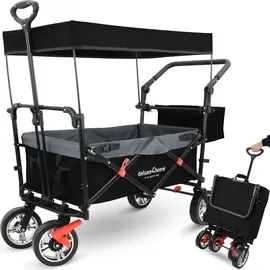 deluxe4home Bollerwagen mit Dach faltbar schwarz/grau