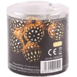 LEX LED Batterie-Lichterkette Gold-Ball warmweiß