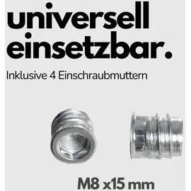 Sämann 4er Set Möbelrolle weiß Gummirolle Lenkrolle Laufrolle Hartbodenrolle