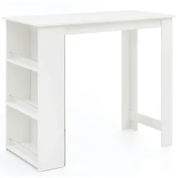 Küchentresen `Gander`: Edelstahl, 3 Fächer, große Ablage, Melaminharzbeschichtung, maximale Belastung 40 kg. Weiß, 120x60x107 cm | Kadima Design