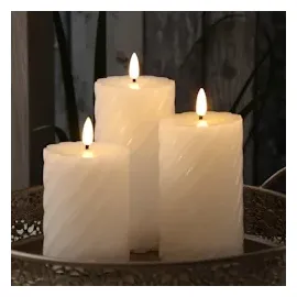 MARELIDA Twist Stumpenkerze 17,5 cm weiß