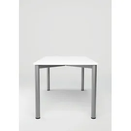 Geramöbel Flex Schreibtisch buche, silber L-Form, 5-Fuß-Gestell silber 216,6 x 113,0 cm