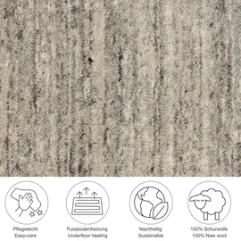 THEKO Pure UNI Handwebteppich 40 x 60 cm Grau