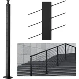 Vevor Kabelgeländerpfosten, 106,68x2,54x5,08cm, 30° abgewinkeltes Loch, Treppengeländerpfosten, 12 vorgebohrte Löcher, SUS304 Edelstahl-Pfosten mit gebogener Halterung, 1JZLGZHS1067HNEKBV0