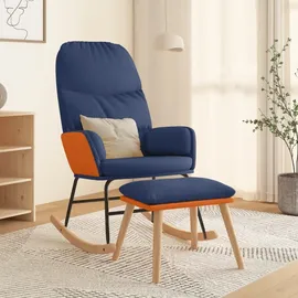 vidaXL Schaukelsessel mit Hocker Stoff 70 x 70 x 90 cm Blau