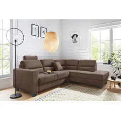 Ecksofa TRENDMANUFAKTUR "Chamber, zeitlos & elegant, bequem, L-Form", braun, B:245cm H:85cm T:203cm, Sofas, inklusive einer Kopfstütze, wahlweise mit Schlaffunktion