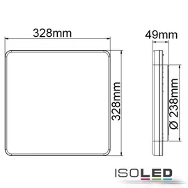 ISOLED LED Decken/Wandleuchte 24W, quadratisch, IP54, ColorSwitch 3000K4000K, weiß