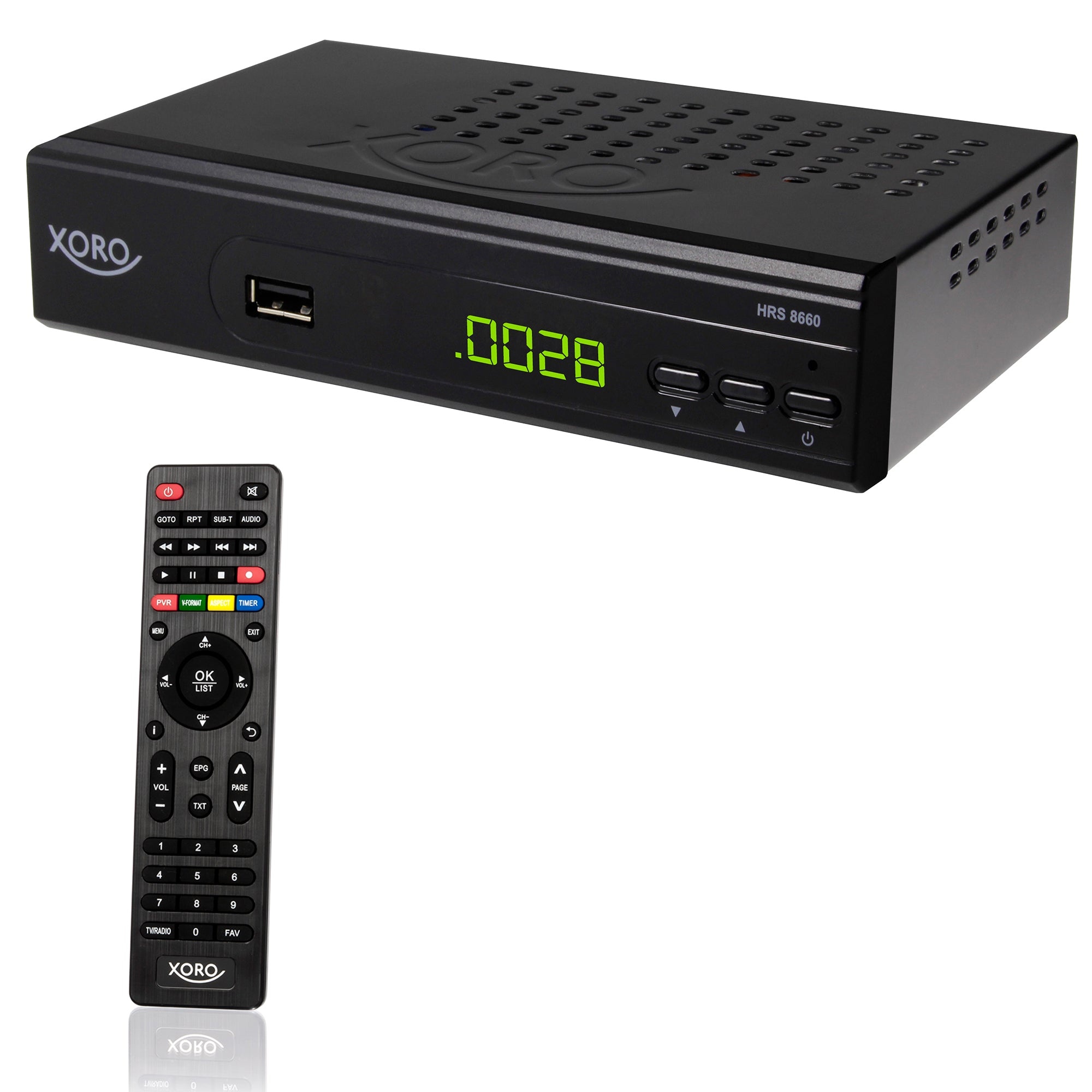 XORO HRS 8660 - Digitaler Satellitenreceiver, ASTRA 19.2 Senderliste vorprogrammiert, PVR-Ready, Timeshift, USB Mediaplayer, LED-Display, einfache Installation