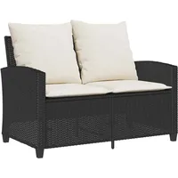 vidaXL Gartensofa 2-Sitzer Loungesofa schwarz