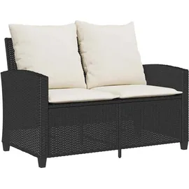 vidaXL Gartensofa 2-Sitzer Loungesofa schwarz
