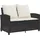 vidaXL Gartensofa 2-Sitzer Loungesofa schwarz