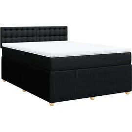 vidaXL Boxspringbett mit Matratze Schwarz 140x200 cm Stoff