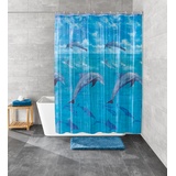 Kleine Wolke Duschvorhang Dolphin, 180 x 200 cm, Multicolor