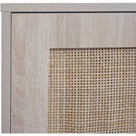 Mendler Kommode HWC-M40, Sideboard Schrank Highboard, Staufächer, Kubu Rattan Holz Melamin, Eiche-Optik