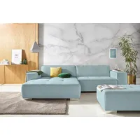 Home affaire Ecksofa Sapporo L-Form, wahlweise Bettfunktion oder Sitztiefenverstellung, Federkern blau